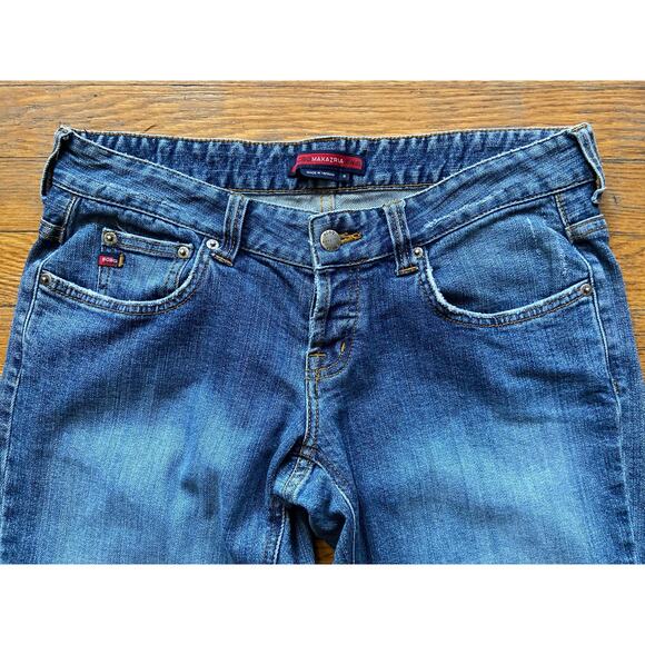 BCBG MAXAZRIA Distressed Flared Button-Fly Jeans sz 8 - Picture 3 of 15